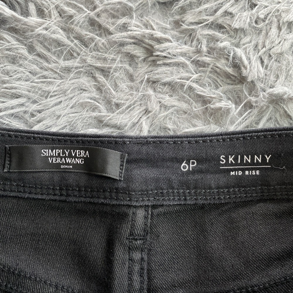 New Simply Vera Women's Sz 6P Wang Denim Skinny Mid Rise Stretch Jeans Black - Picture 7 of 11